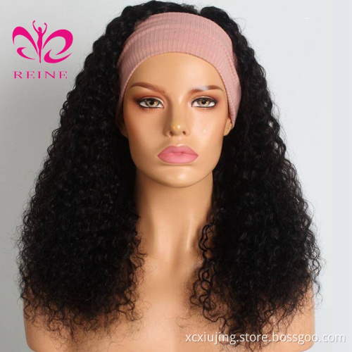 Wholesale price kinky curly headband wigs human hair,hair wig with headband,headband double drawn human hair wig for black women